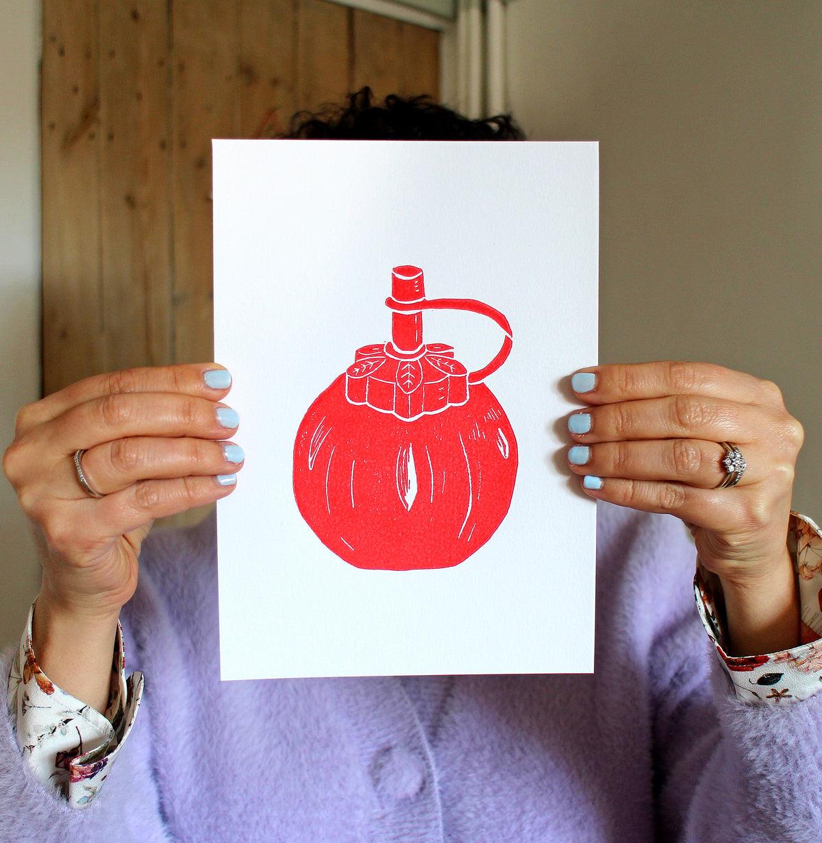 Tomato Ketchup Squeezy Bottle Linocut Print