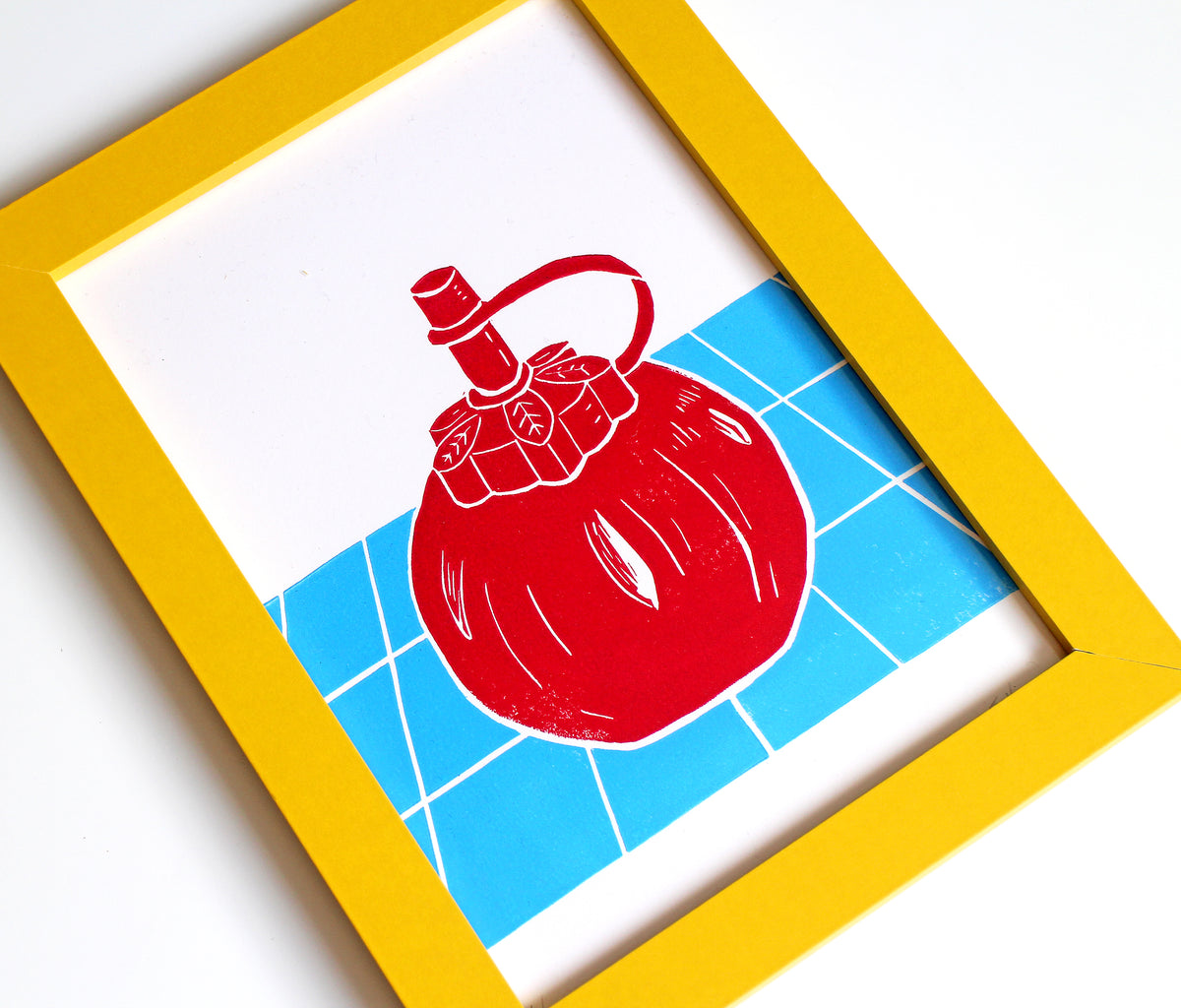 Tomato Ketchup Squeezy Bottle Linocut Print
