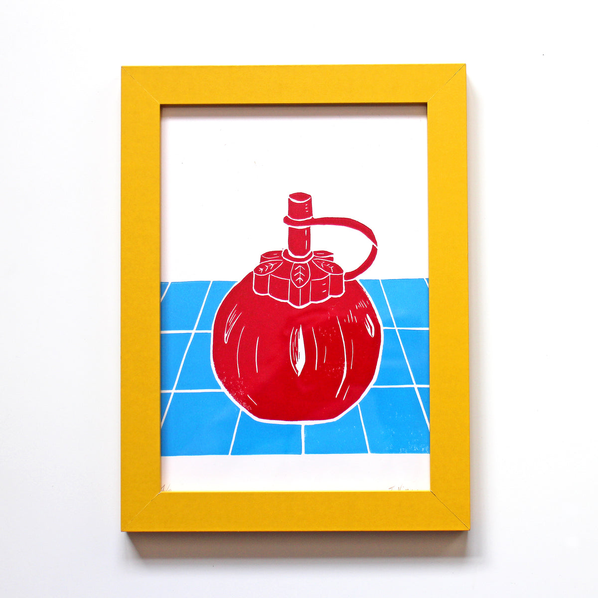 Tomato Ketchup Squeezy Bottle Linocut Print