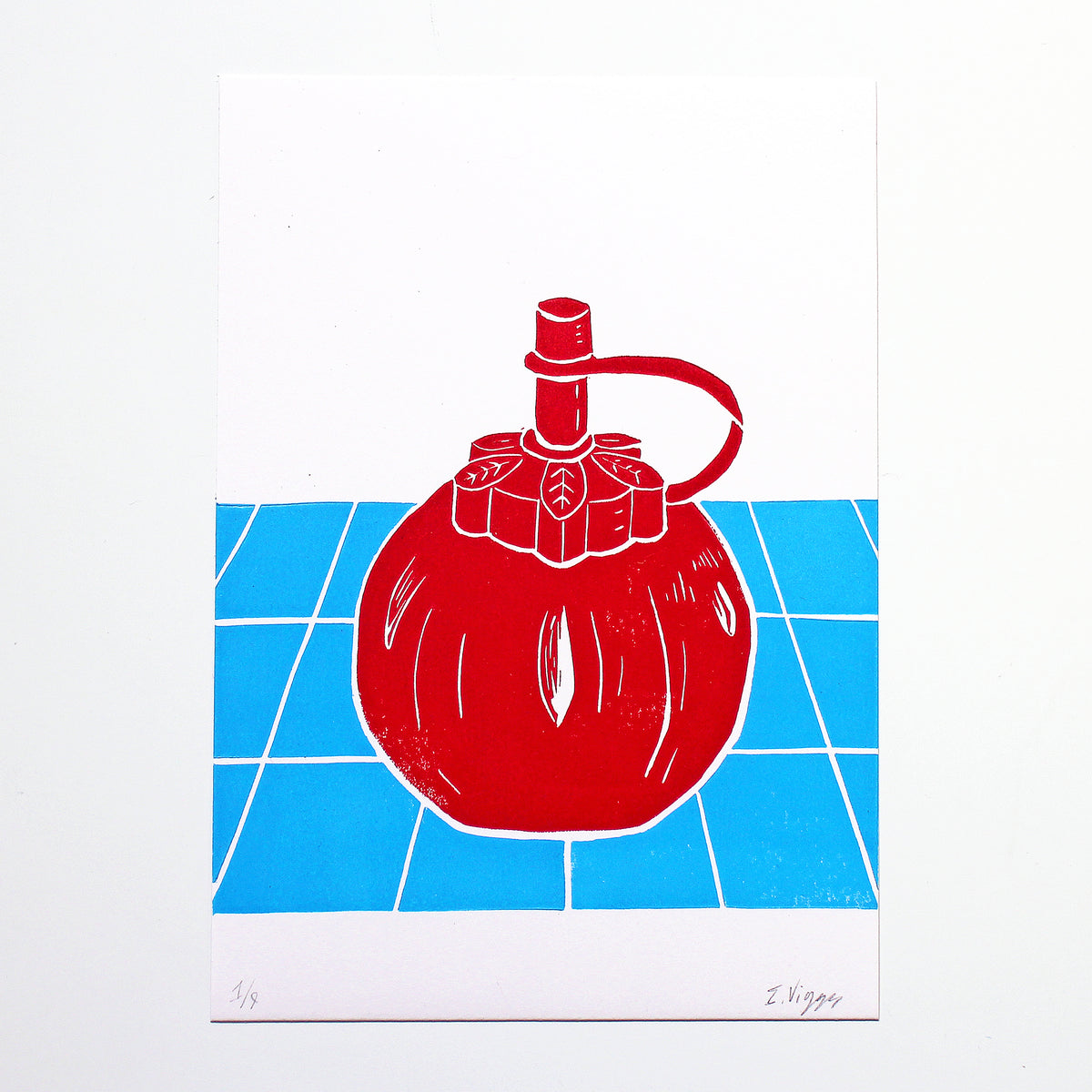 Tomato Ketchup Squeezy Bottle Linocut Print