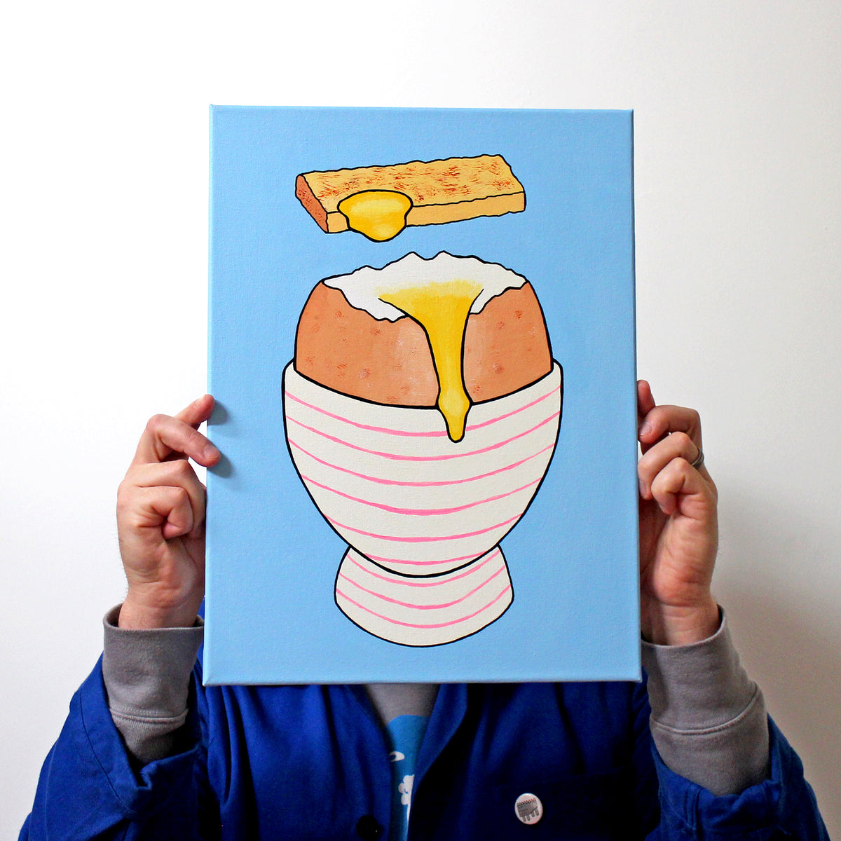 Boiled Egg and Toast Pop Art Painting on Canvas