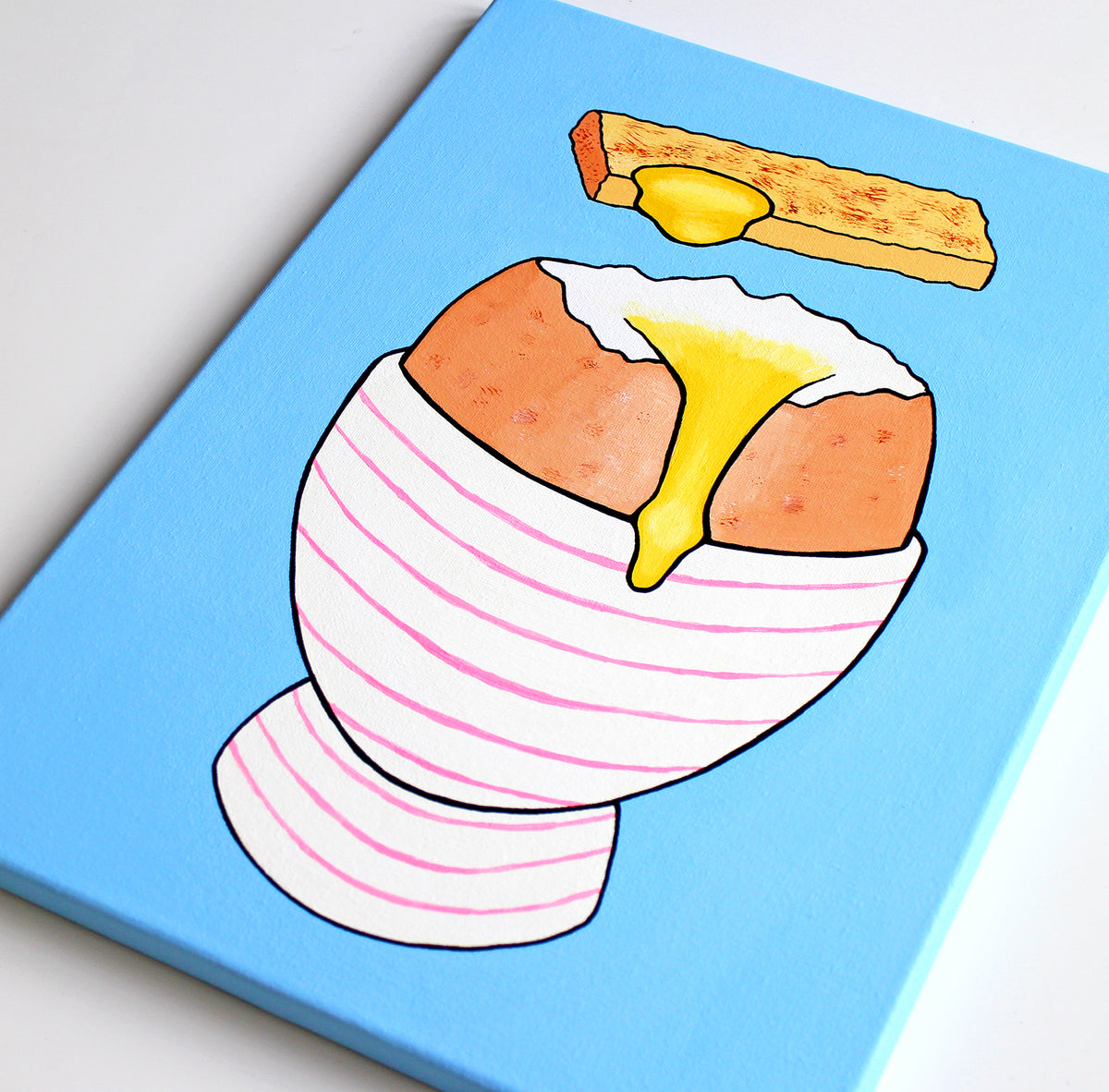 Boiled Egg and Toast Pop Art Painting on Canvas