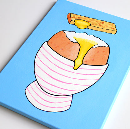 Boiled Egg and Toast Pop Art Painting on Canvas