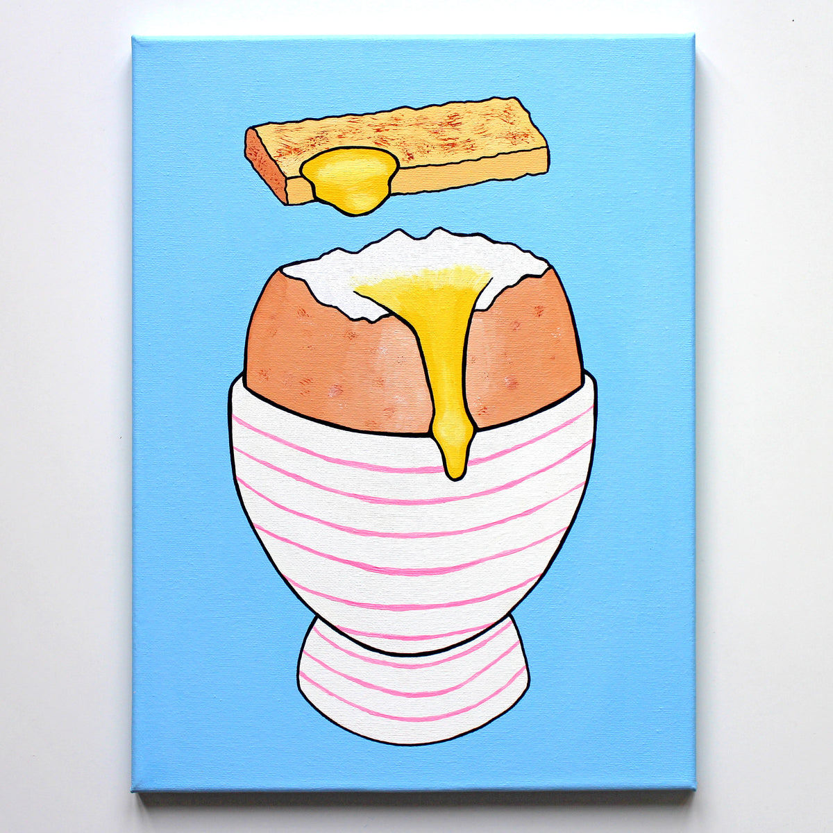Boiled Egg and Toast Pop Art Painting on Canvas
