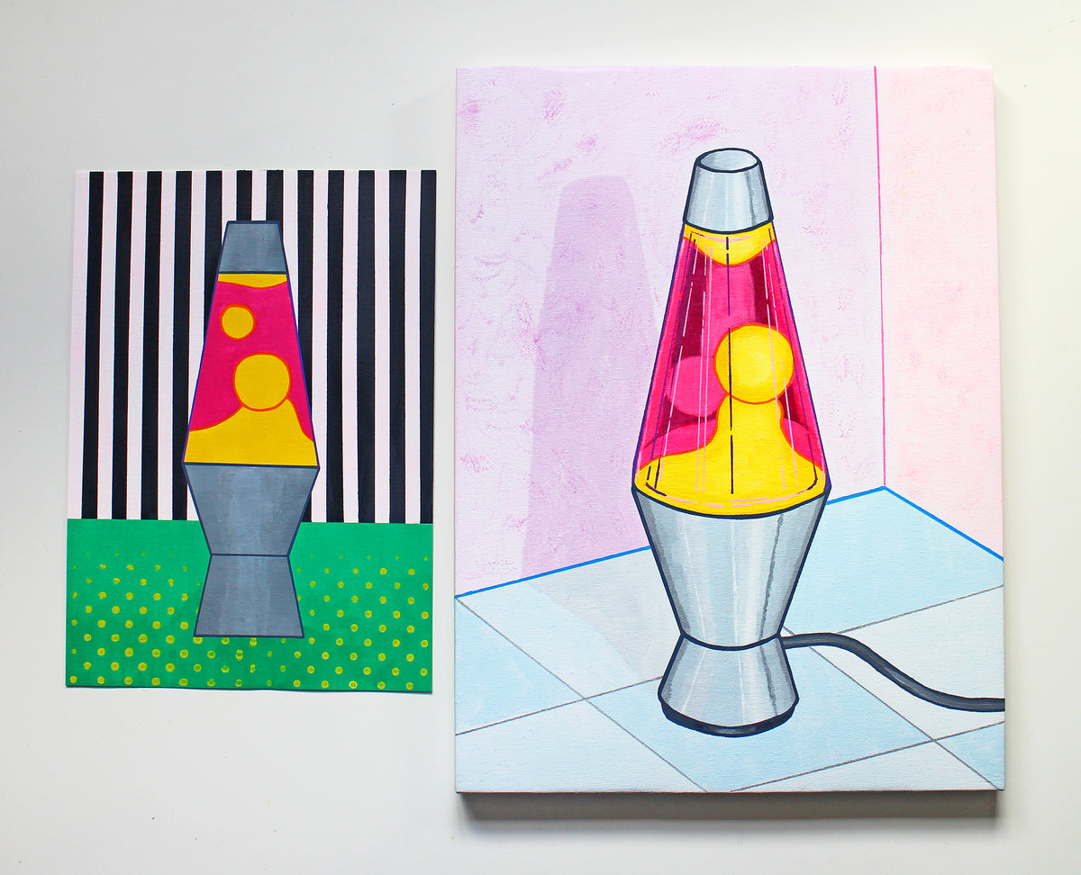 Lava Lamp #2 Pop Art Painting on A4 Paper