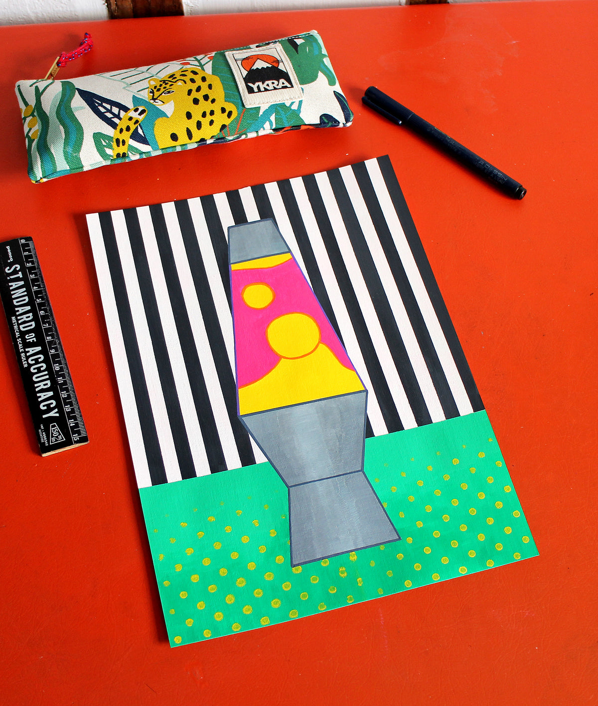 Lava Lamp #2 Pop Art Painting on A4 Paper