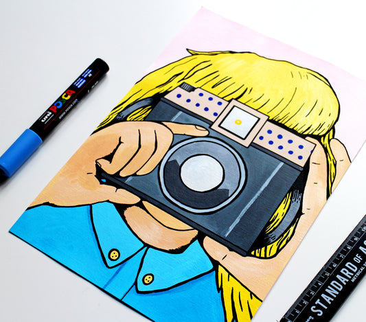 Retro Lomography Camera Pop Art A4 Painting