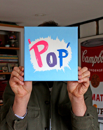 Fizzy Pop Typography, Pop Art Painting on Square Canvas