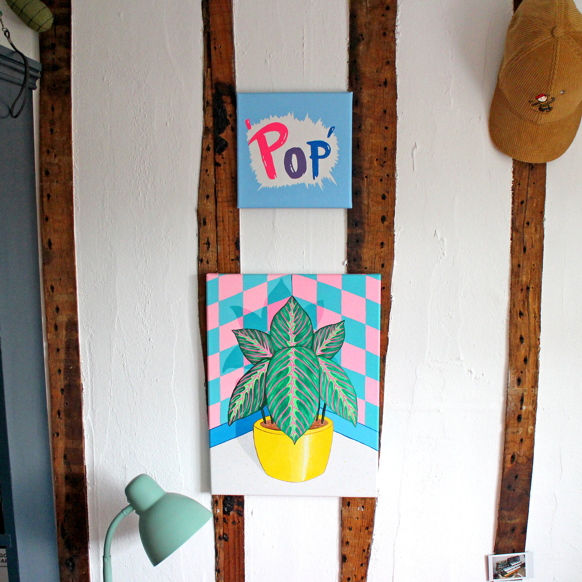 Fizzy Pop Typography, Pop Art Painting on Square Canvas
