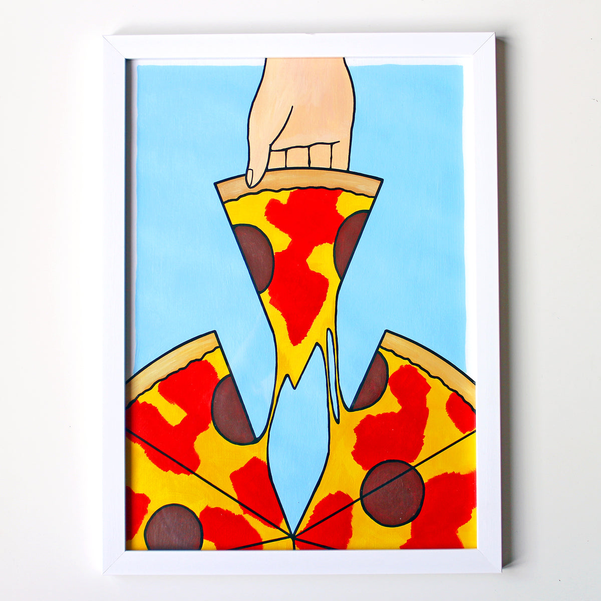 Pizza 'First Slice' Pop Art Painting on A3 Paper