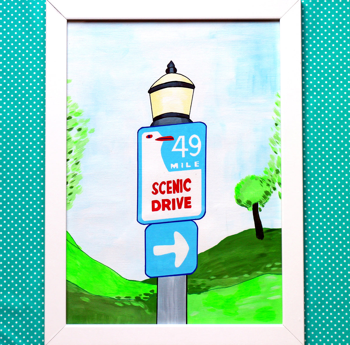 San Francisco Scenic Drive Sign Painting on A3 Paper