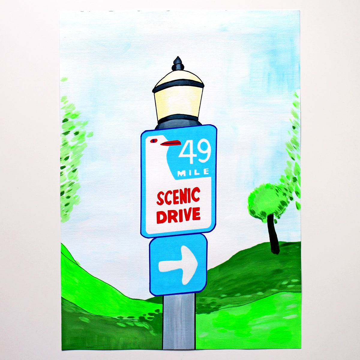 San Francisco Scenic Drive Sign Painting on A3 Paper