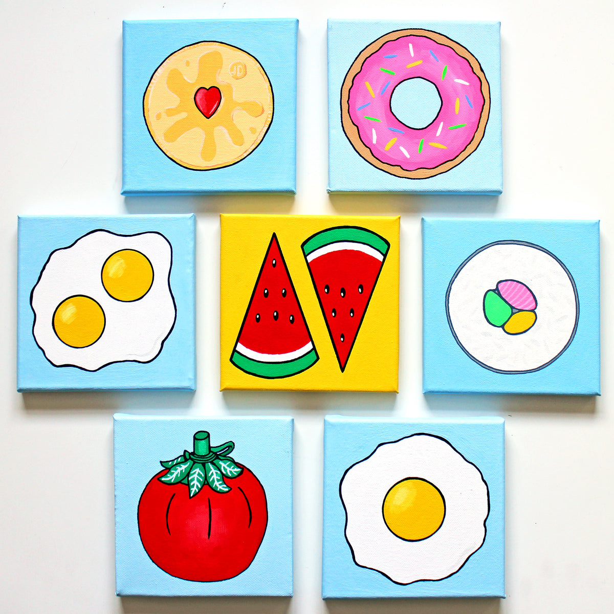 Sushi Roll Maki Pop Art Painting On Miniature Canvas