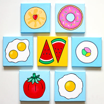 Sushi Roll Maki Pop Art Painting On Miniature Canvas