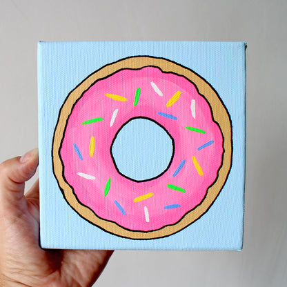 Donut Pop Art Painting On Square Canvas