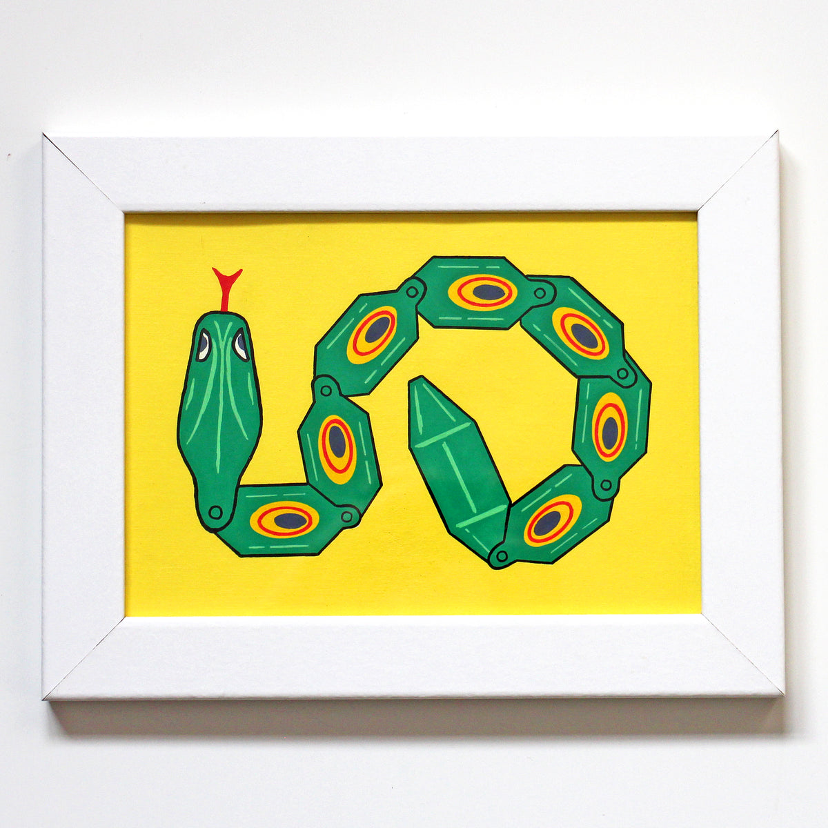 Wiggly Plastic Snake Toy Pop Art Painting on A5 Paper