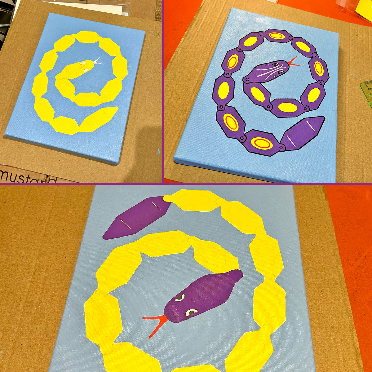 Wiggly Plastic Snake Toy Pop Art Painting on Canvas