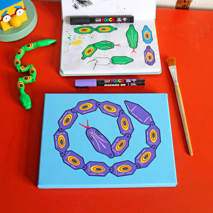 Wiggly Plastic Snake Toy Pop Art Painting on Canvas