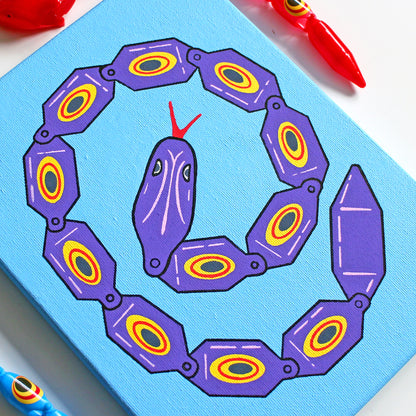 Wiggly Plastic Snake Toy Pop Art Painting on Canvas