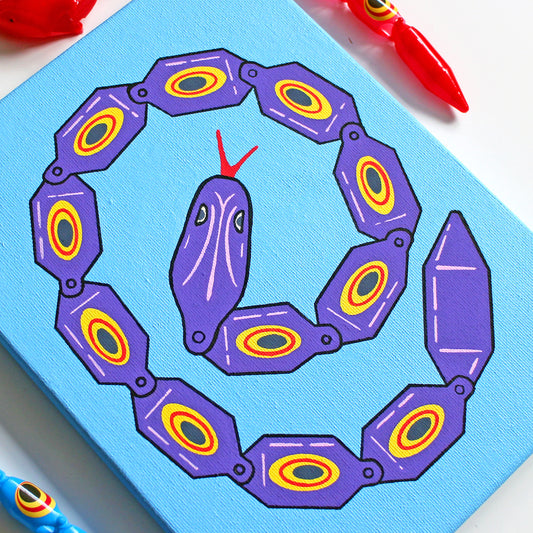 Wiggly Plastic Snake Toy Pop Art Painting on Canvas