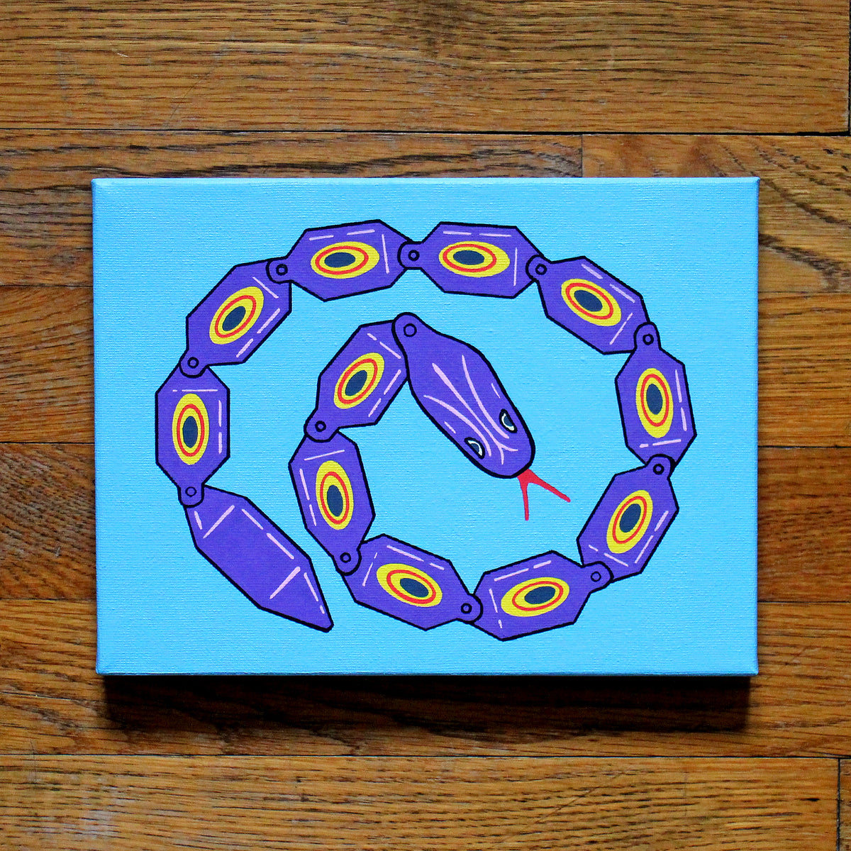 Wiggly Plastic Snake Toy Pop Art Painting on Canvas