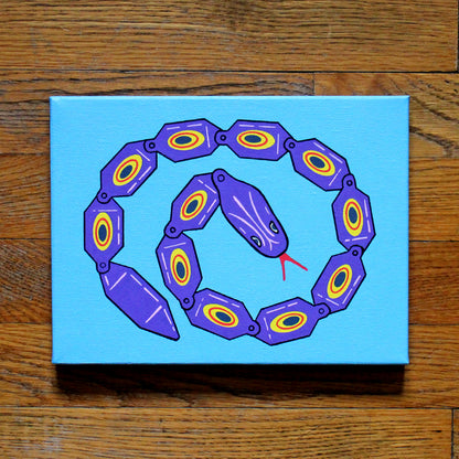 Wiggly Plastic Snake Toy Pop Art Painting on Canvas
