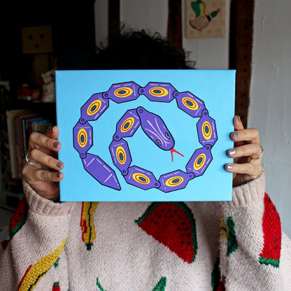 Wiggly Plastic Snake Toy Pop Art Painting on Canvas