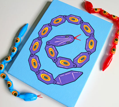 Wiggly Plastic Snake Toy Pop Art Painting on Canvas