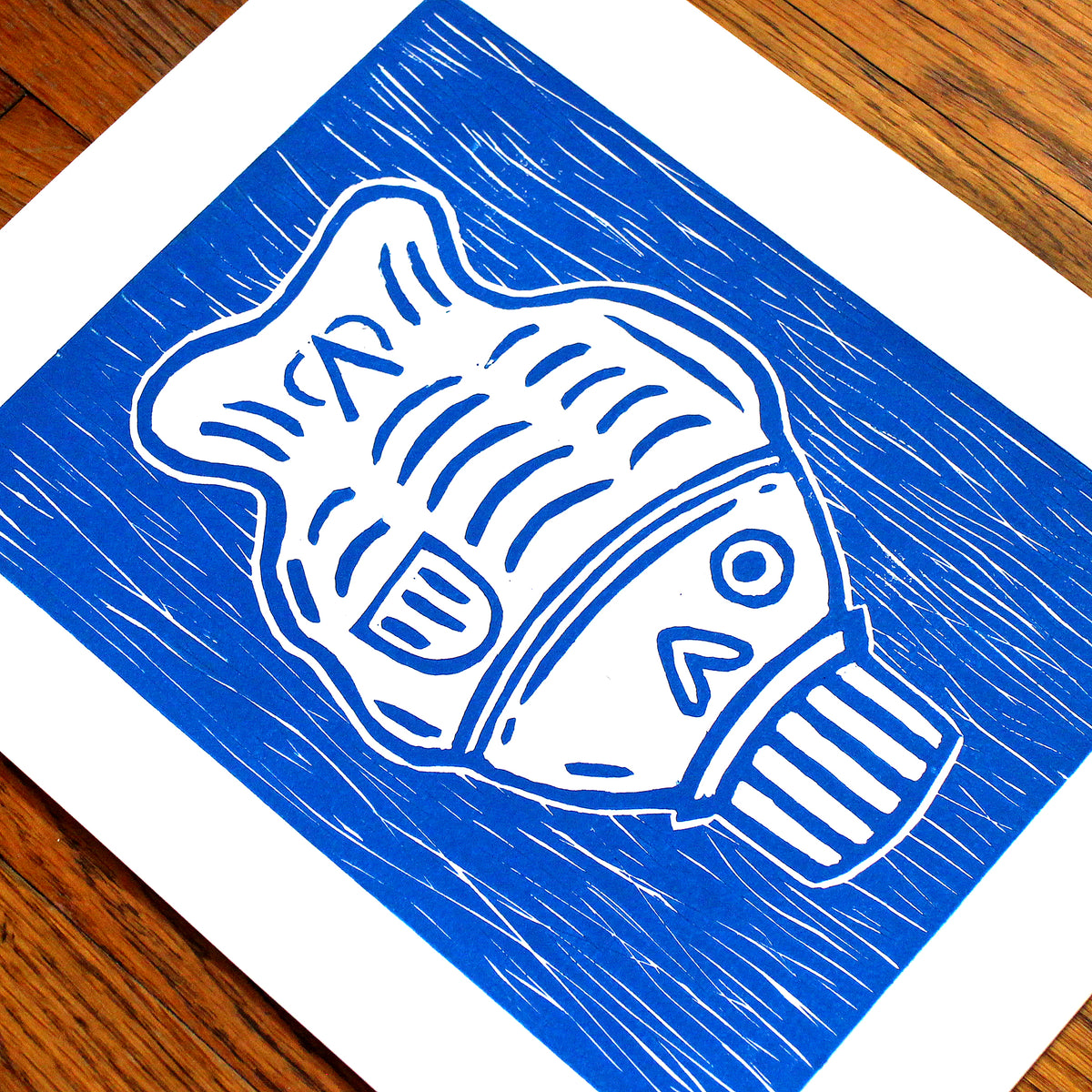 Soy Sauce Fish Original Handmade Linocut Print
