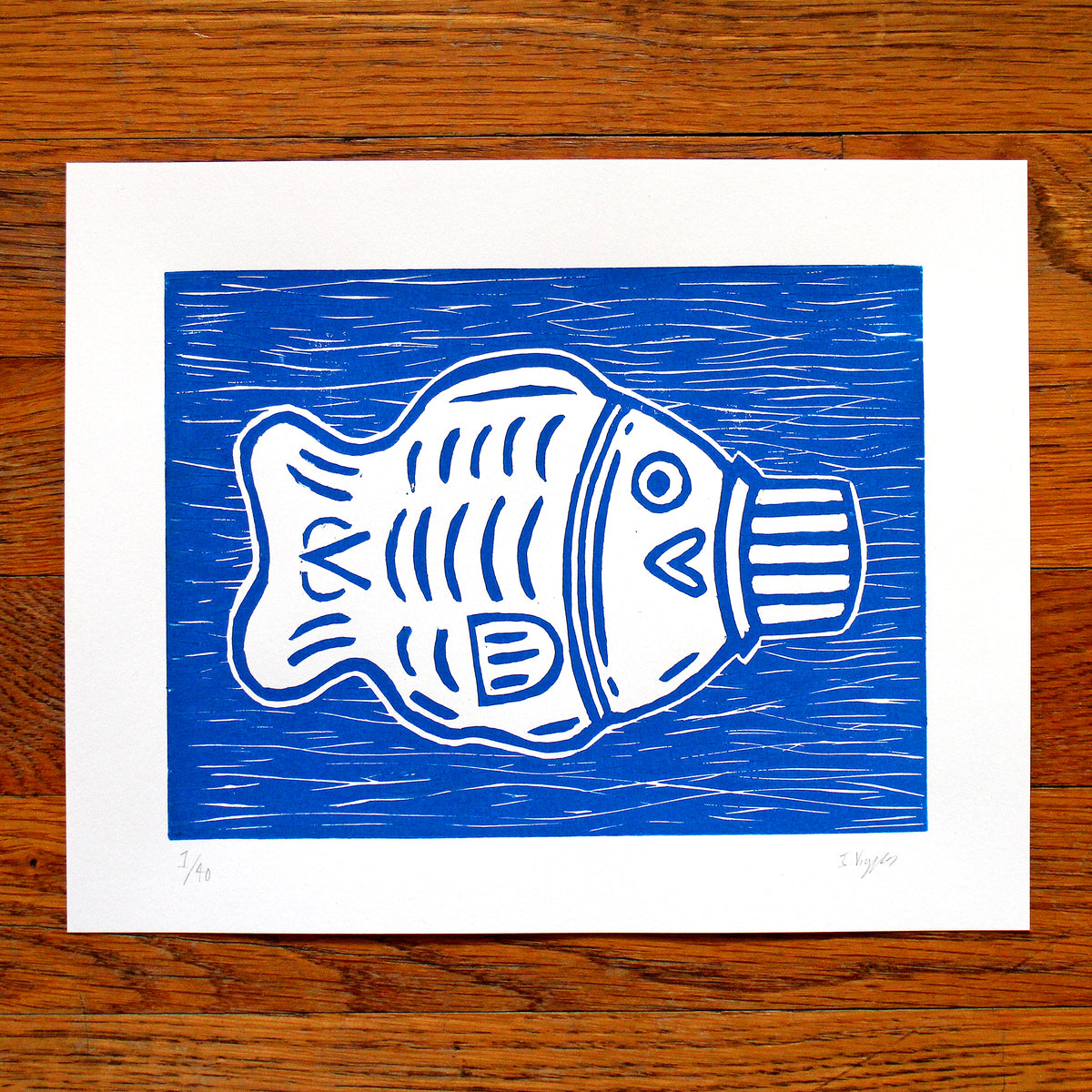 Soy Sauce Fish Original Handmade Linocut Print