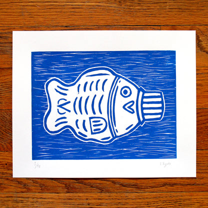 Soy Sauce Fish Original Handmade Linocut Print