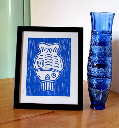 Soy Sauce Fish Original Handmade Linocut Print
