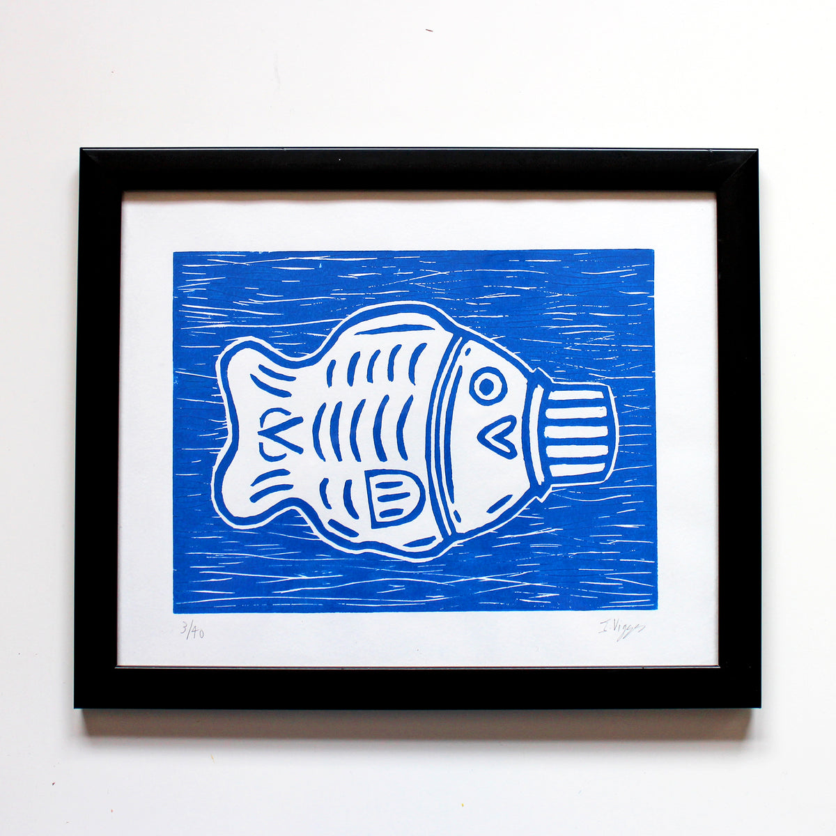 Soy Sauce Fish Original Handmade Linocut Print