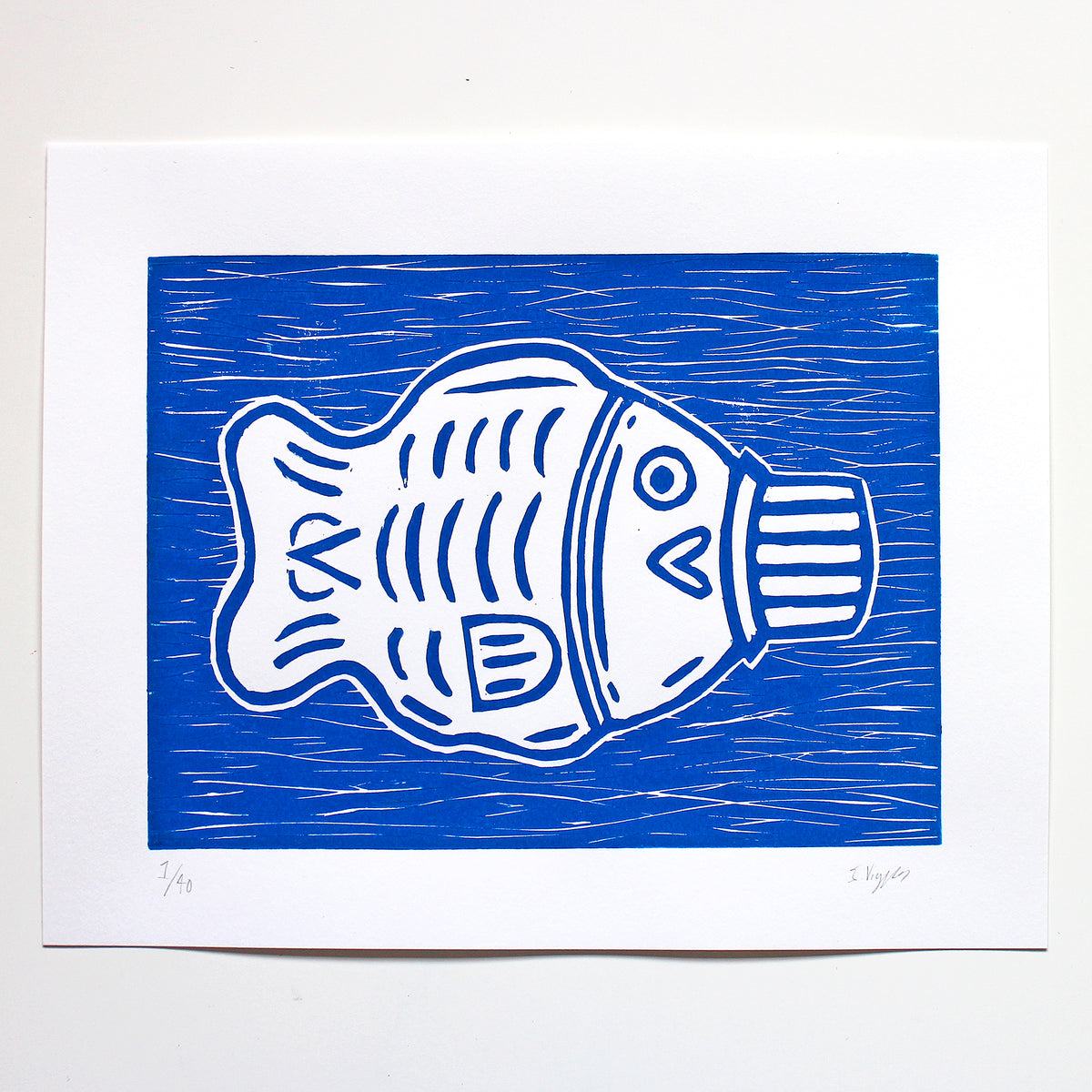 Soy Sauce Fish Original Handmade Linocut Print