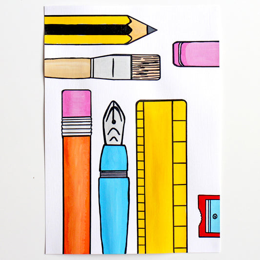 Stationery Set Pop Art Painting on A4 Paper
