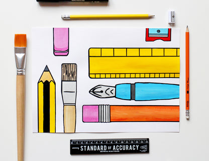 Stationery Set Pop Art Painting on A4 Paper