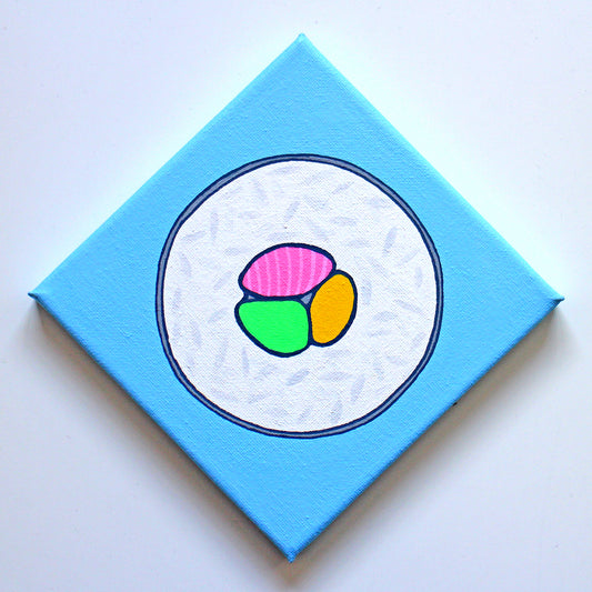 Sushi Roll Maki Pop Art Painting On Miniature Canvas
