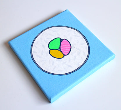 Sushi Roll Maki Pop Art Painting On Miniature Canvas