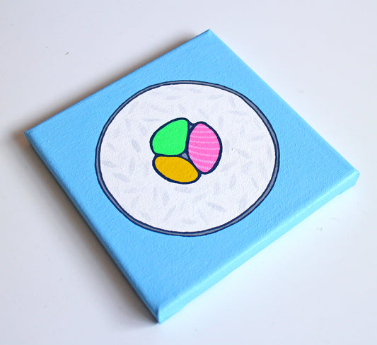 Sushi Roll Maki Pop Art Painting On Miniature Canvas