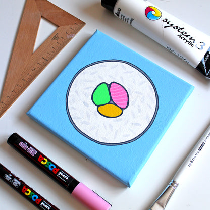 Sushi Roll Maki Pop Art Painting On Miniature Canvas