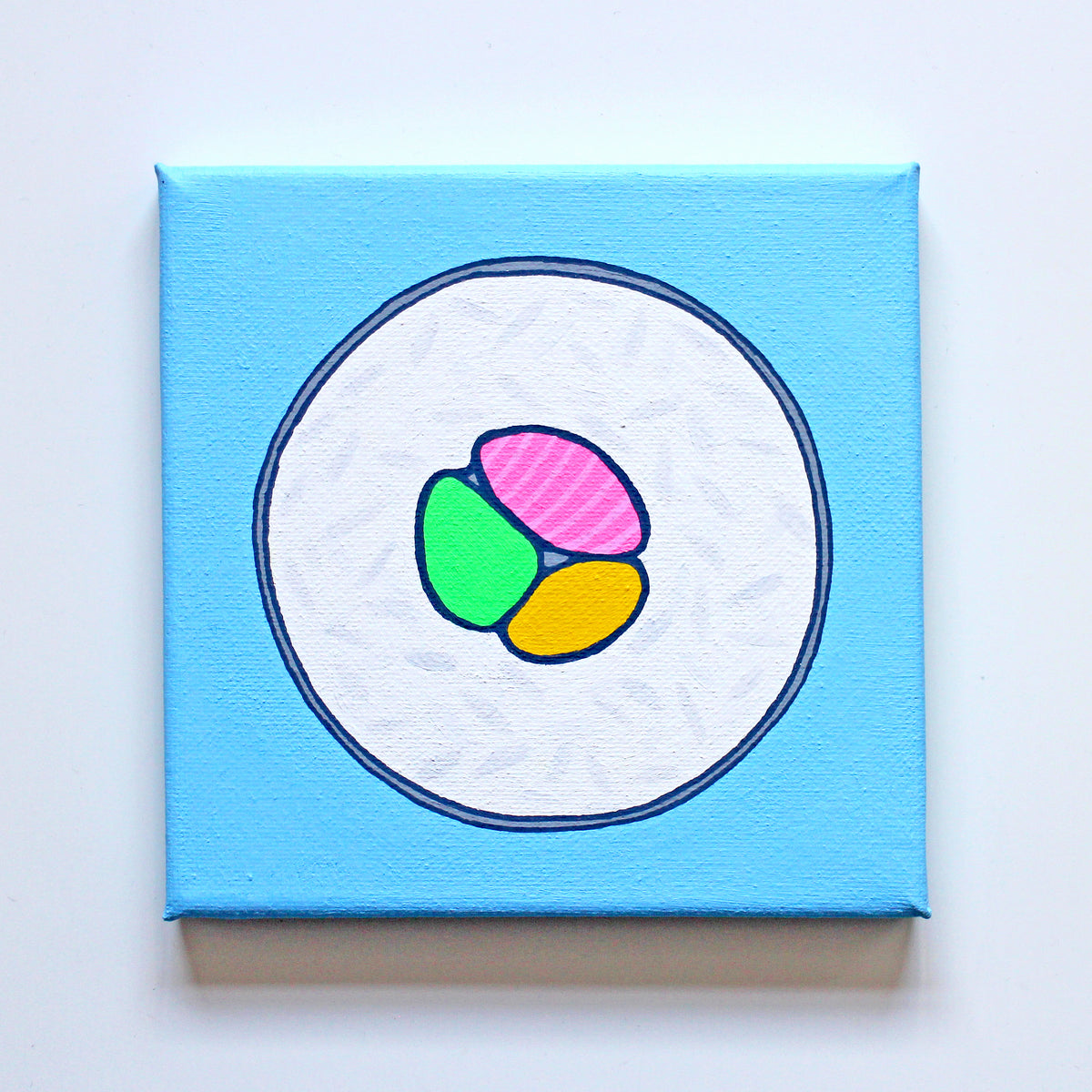 Sushi Roll Maki Pop Art Painting On Miniature Canvas