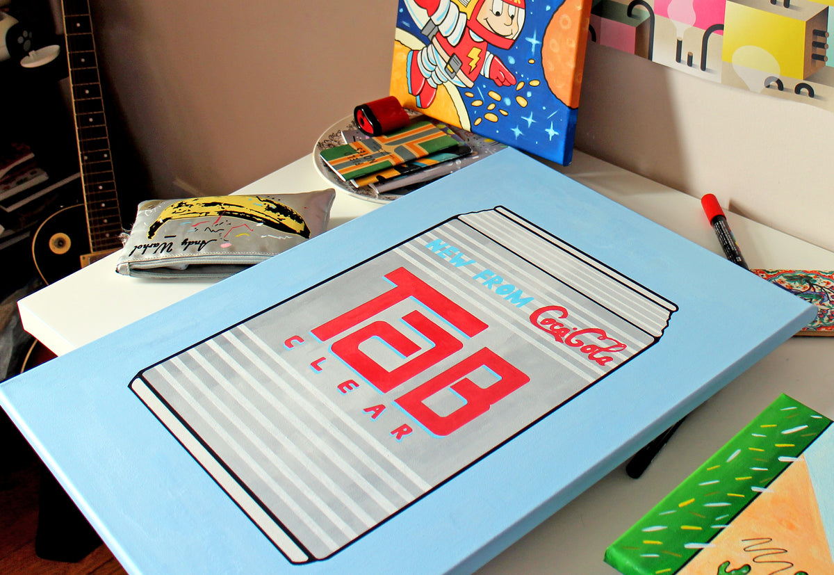 Tab Clear Coca Cola Can Pop Art Painting on A2 Canvas