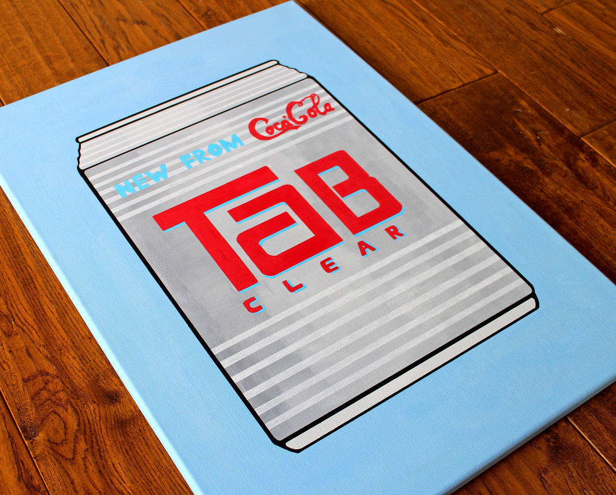 Tab Clear Coca Cola Can Pop Art Painting on A2 Canvas