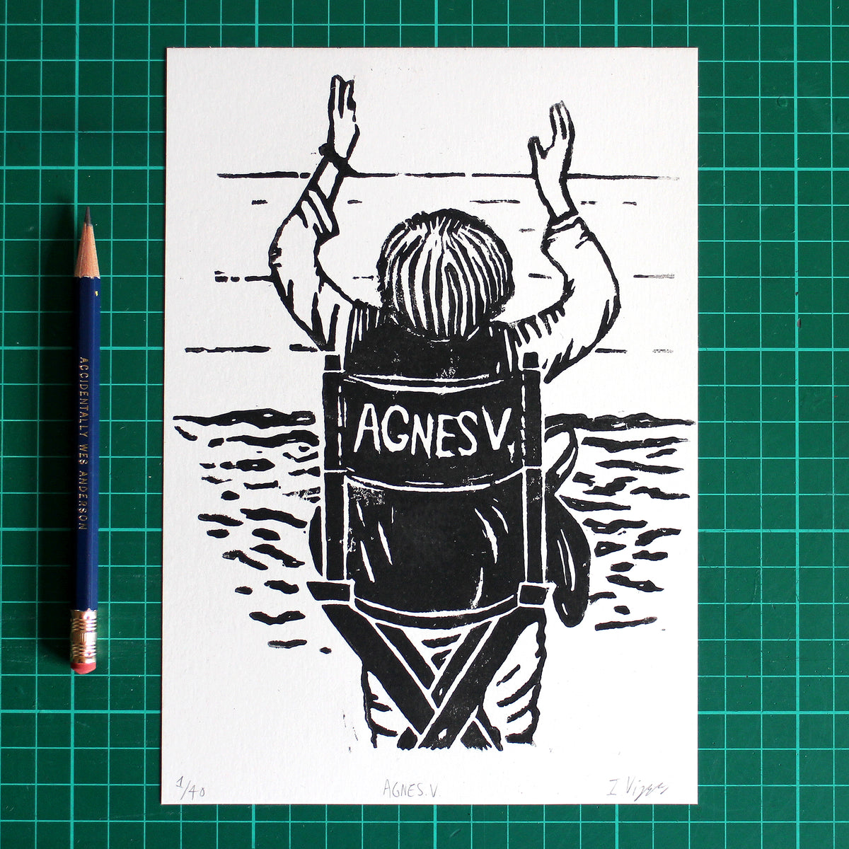 Agnes Varda Handmade Linocut Print, Limited Edition