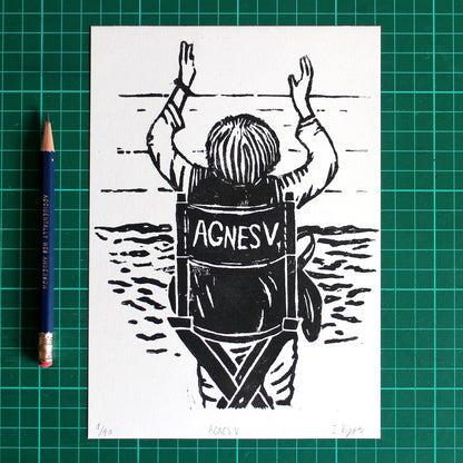 Agnes Varda Handmade Linocut Print, Limited Edition