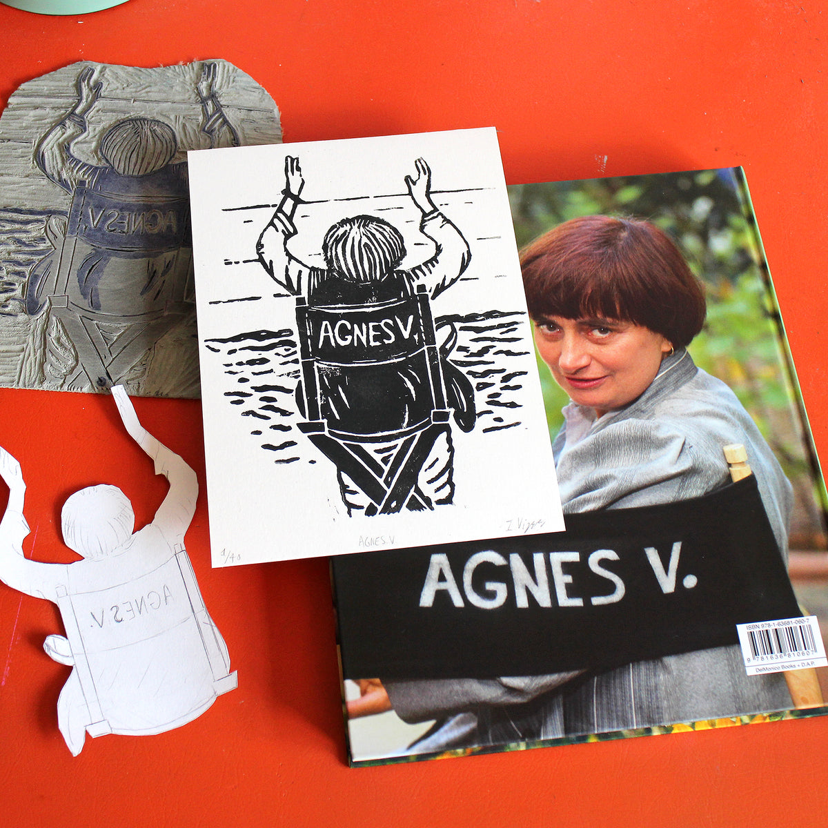 Agnes Varda Handmade Linocut Print, Limited Edition