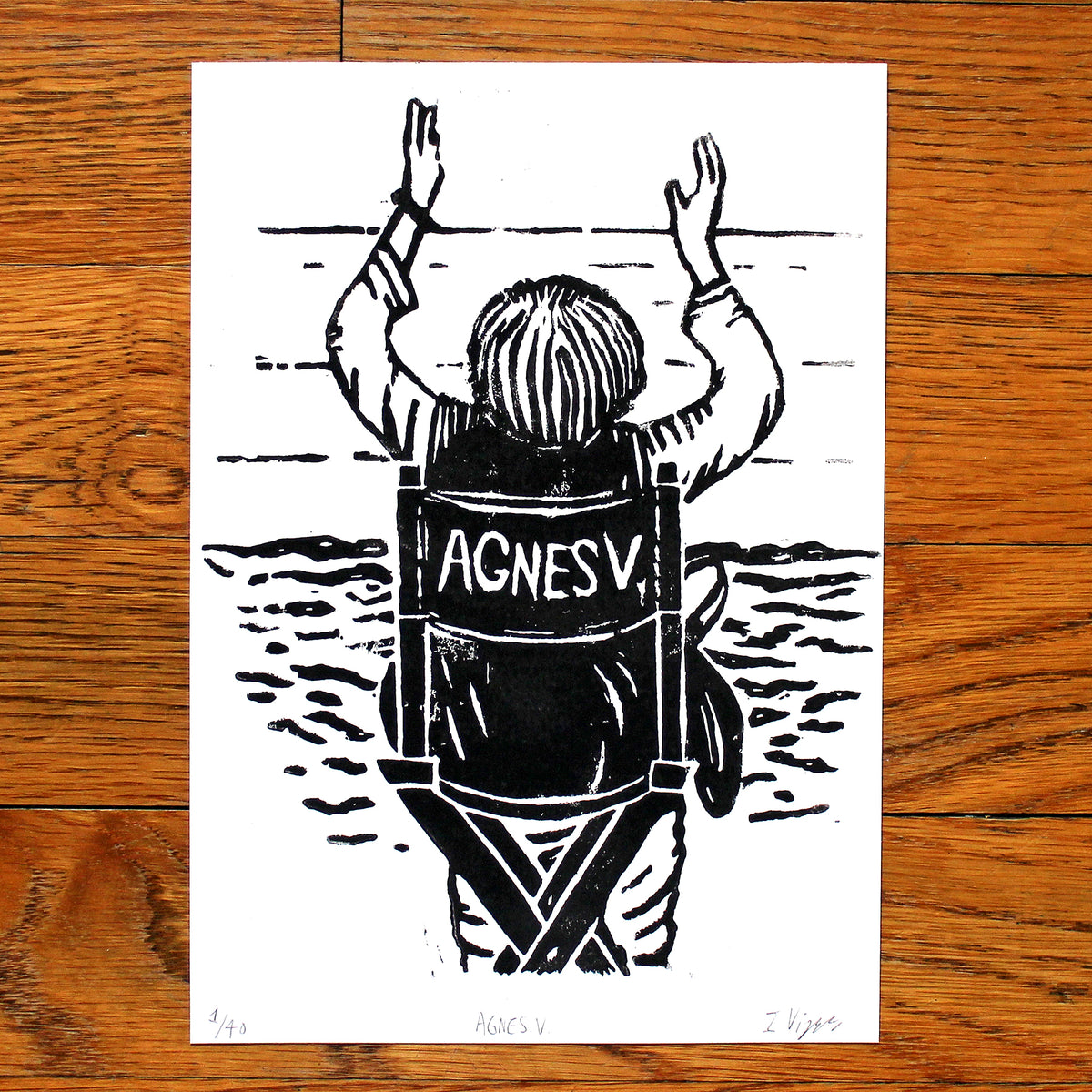 Agnes Varda Handmade Linocut Print, Limited Edition