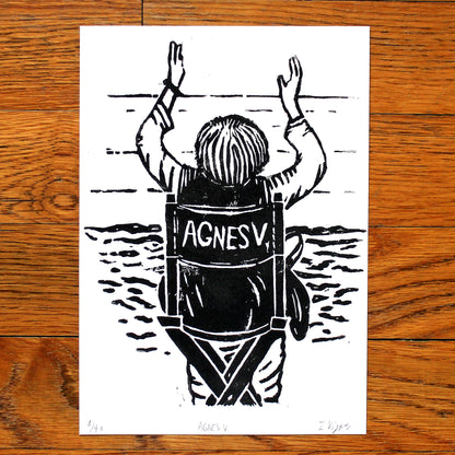 Agnes Varda Handmade Linocut Print, Limited Edition