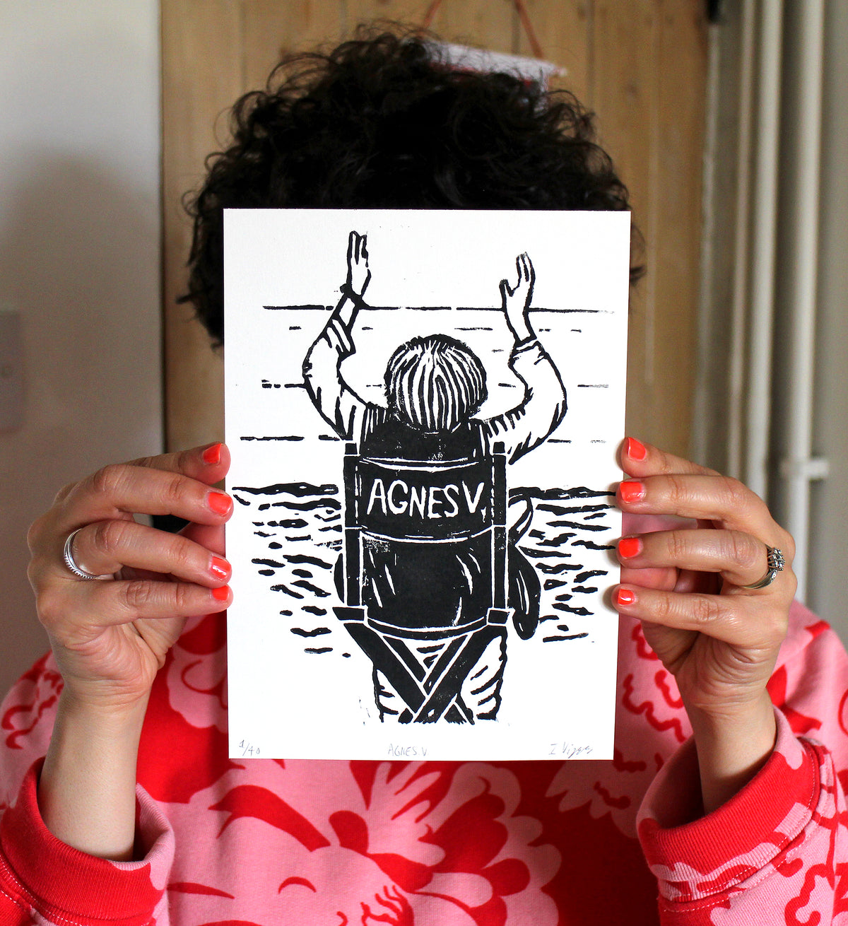 Agnes Varda Handmade Linocut Print, Limited Edition