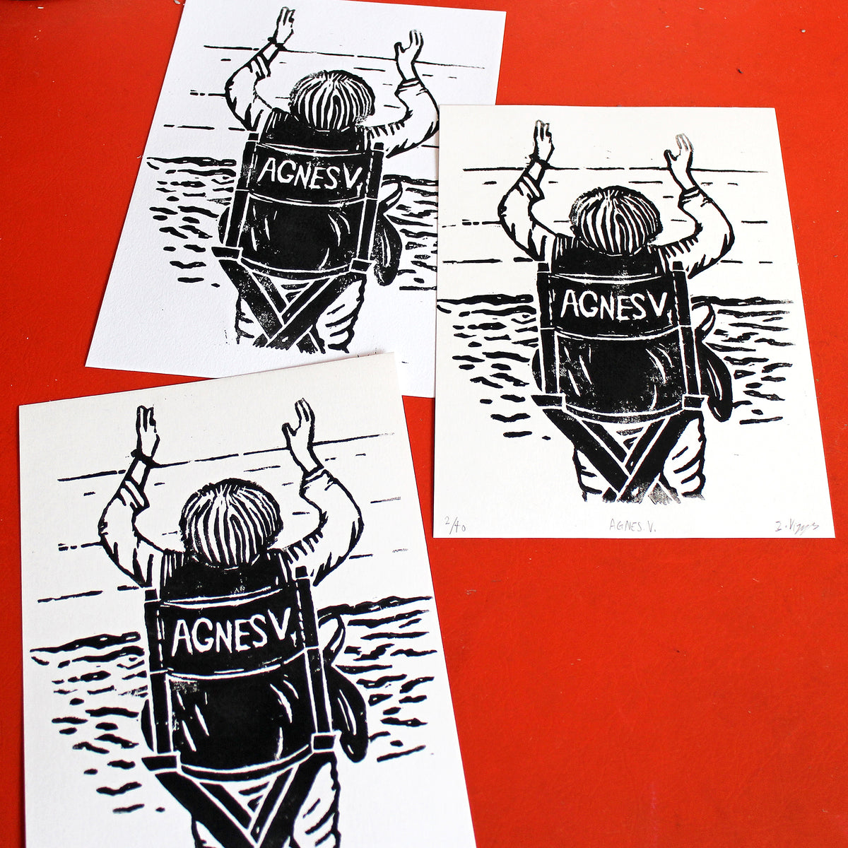 Agnes Varda Handmade Linocut Print, Limited Edition